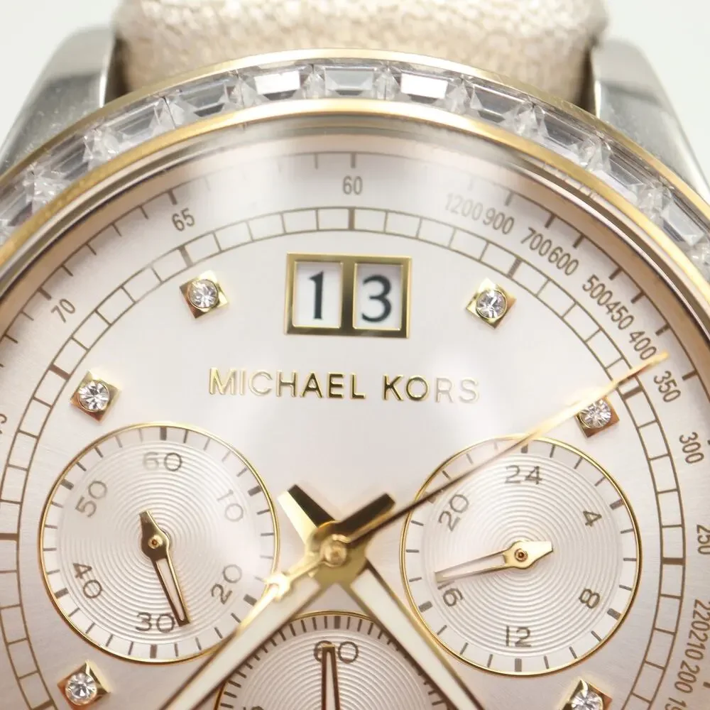 Michael Kors Brinkley Two Tone Pave Chronograph 40mm Watch MK6188 w New Battery - Picture 7 of 15